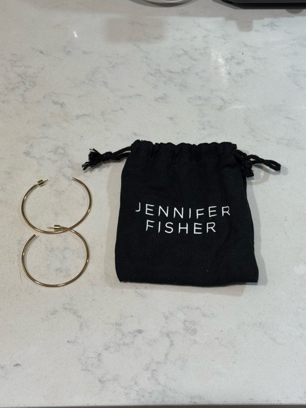 Jennifer Fisher 2" thread hoops with Branded Drawstring Pouch